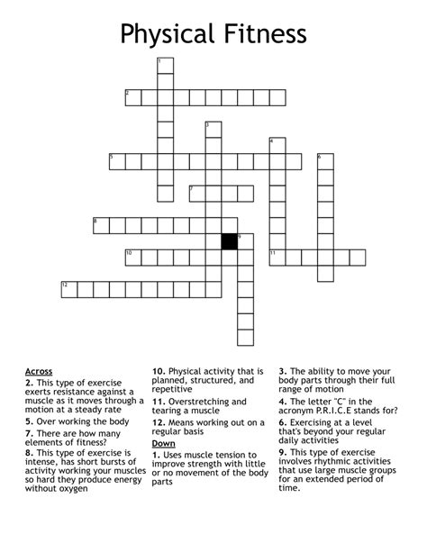 fitness crossword clue|physical fitness crossword puzzles.